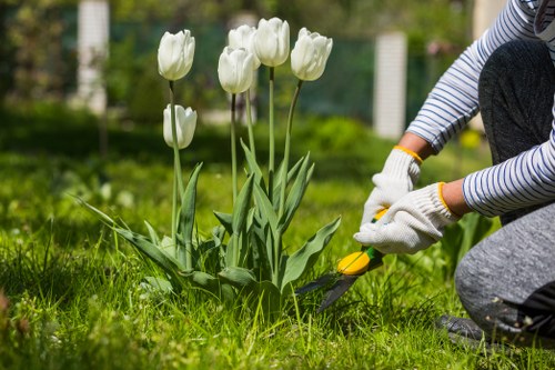 Landscaping project mid-installation in suburban Richmond